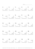 Three by One Digit Problem Set AX Report Template