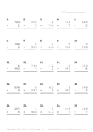 Three by One Digit Problem Set AZ Report Template