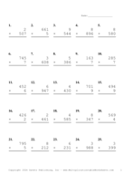 Three by One Digit Problem Set BB Report Template
