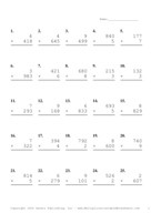 Three by One Digit Problem Set BD Report Template