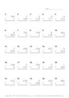 Three by One Digit Problem Set H Report Template