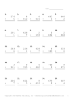 Three by One Digit Problem Set N Report Template