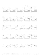 Three by One Digit Problem Set O Report Template