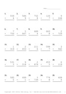 Three by One Digit Problem Set P Report Template