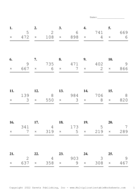 Three by One Digit Problem Set V Report Template