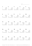 Three by Two Digit Problem Set A Report Template