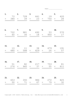 Three by Two Digit Problem Set BD Report Template