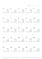 Three by Two Digit Problem Set E Report Template