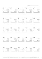 Three by Two Digit Problem Set F Report Template