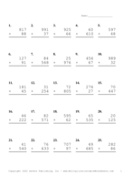 Three by Two Digit Problem Set U Report Template