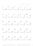 Two by One Digit Problem Set AQ Report Template